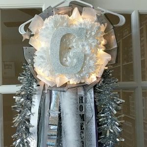 Lighted Purple & Silver Homecoming Mumm